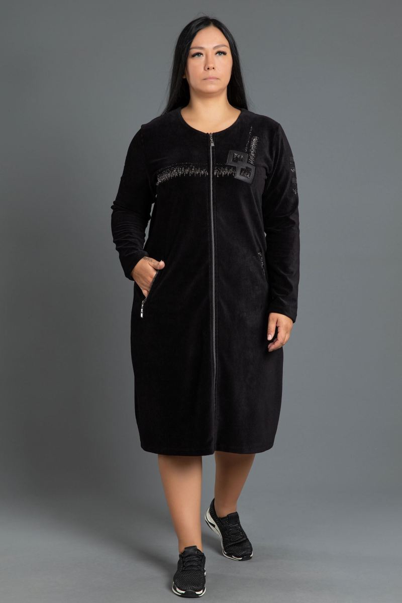 Kısa Fitilli Kadife Elbise 0