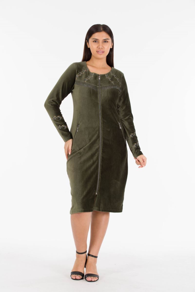 Kısa Fitilli Kadife Elbise 0