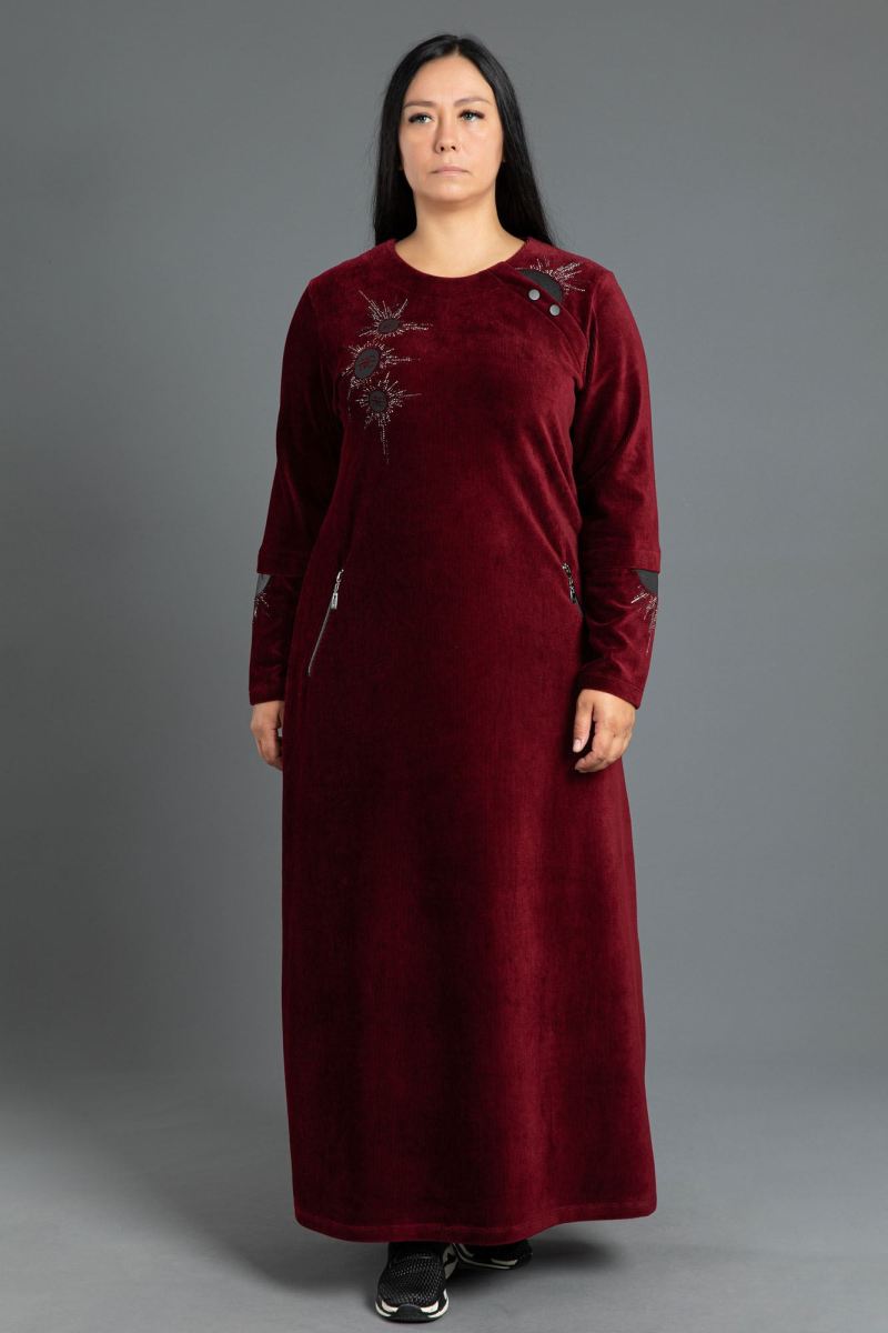 Uzun Fitilli Kadife Tesettür Elbise 0