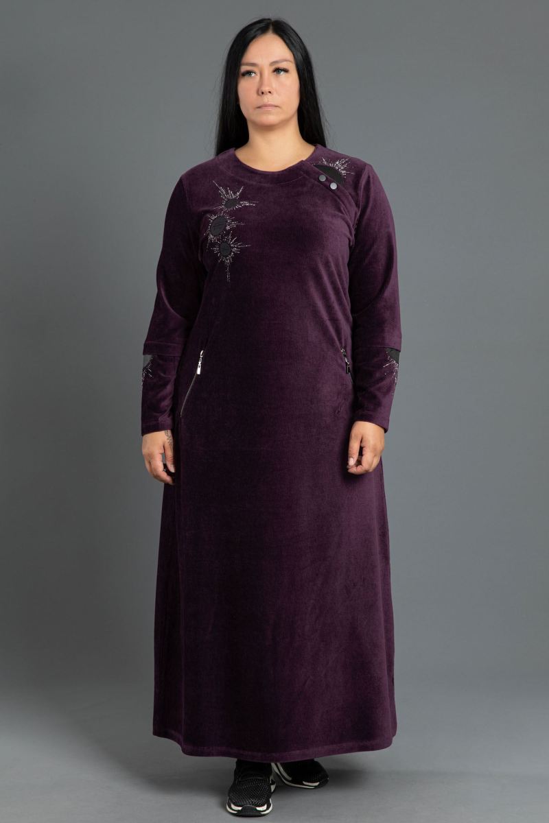 Uzun Fitilli Kadife Tesettür Elbise 0