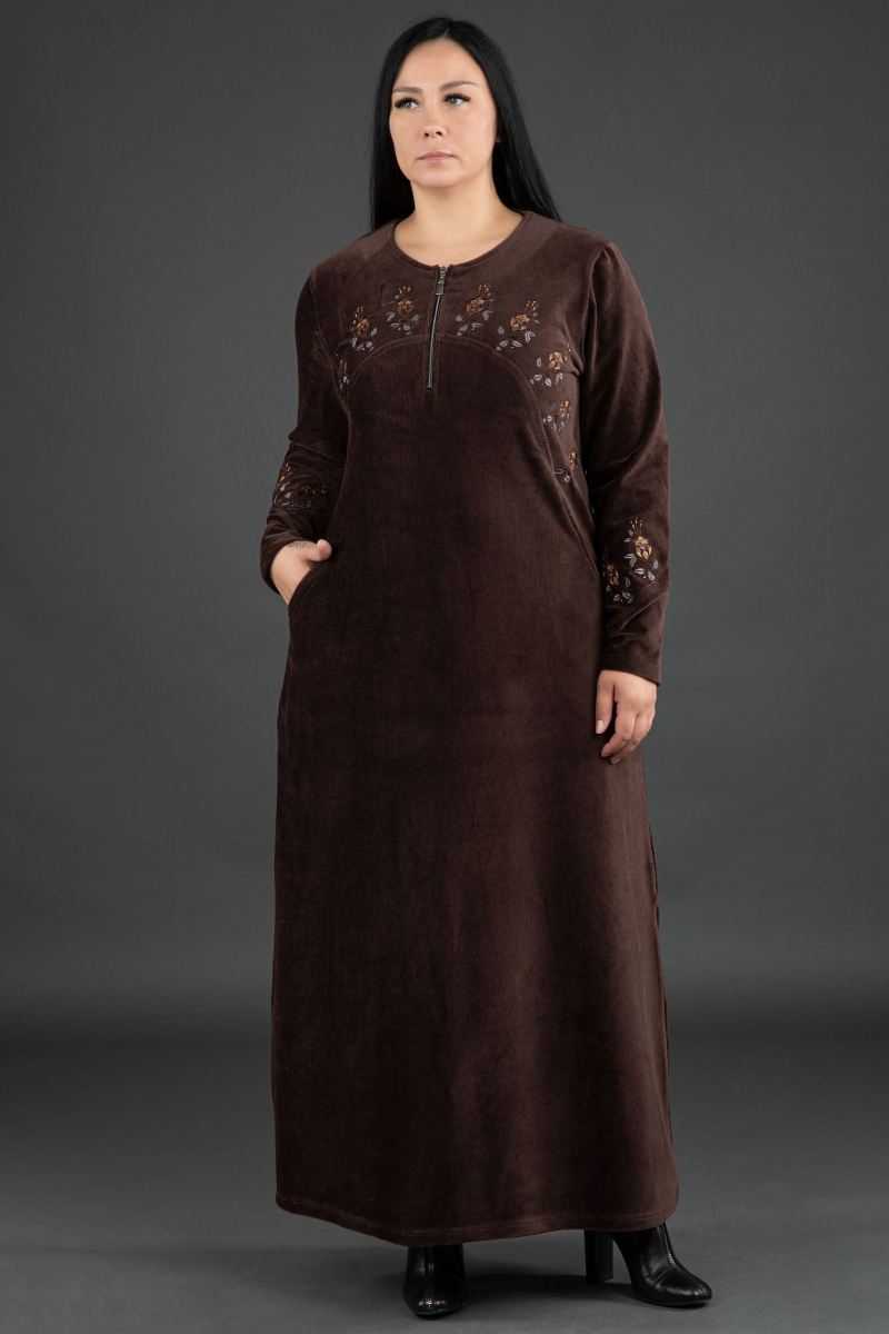 Uzun Fitilli Kadife Tesettür Elbise 0