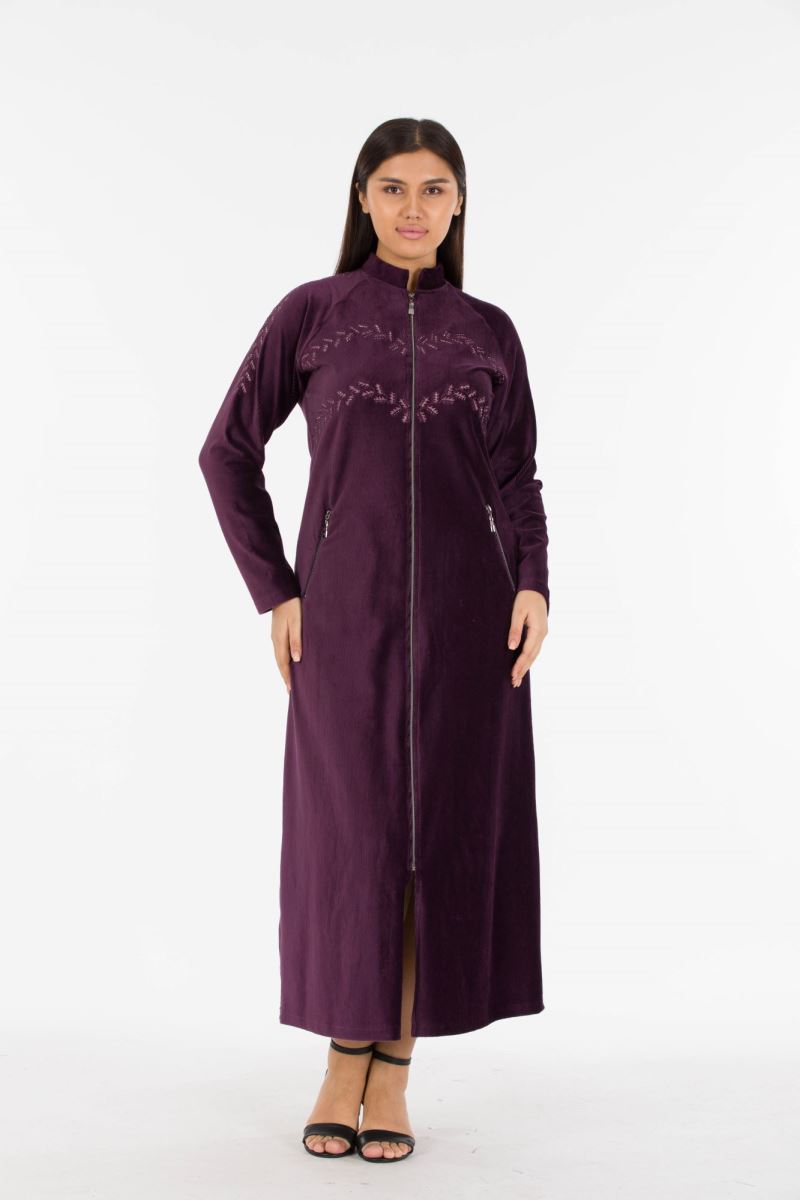 Uzun Fitilli Kadife Tesettür Elbise 0