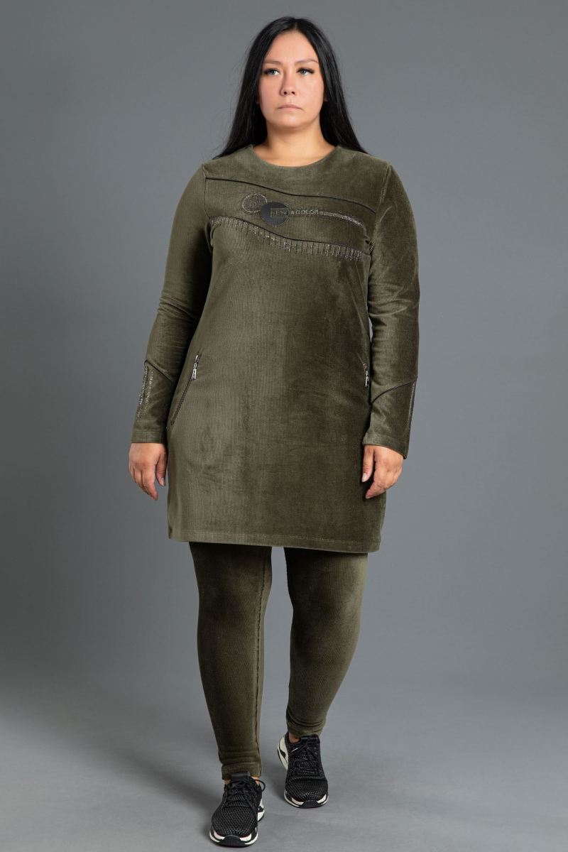 Fitilli Kadife Tunik Takım 0