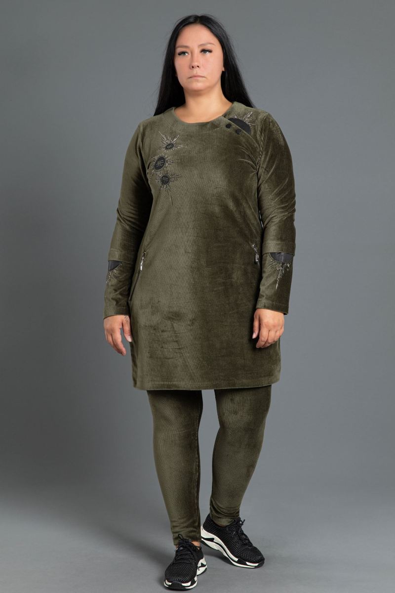 Fitilli Kadife Tunik Takım 0