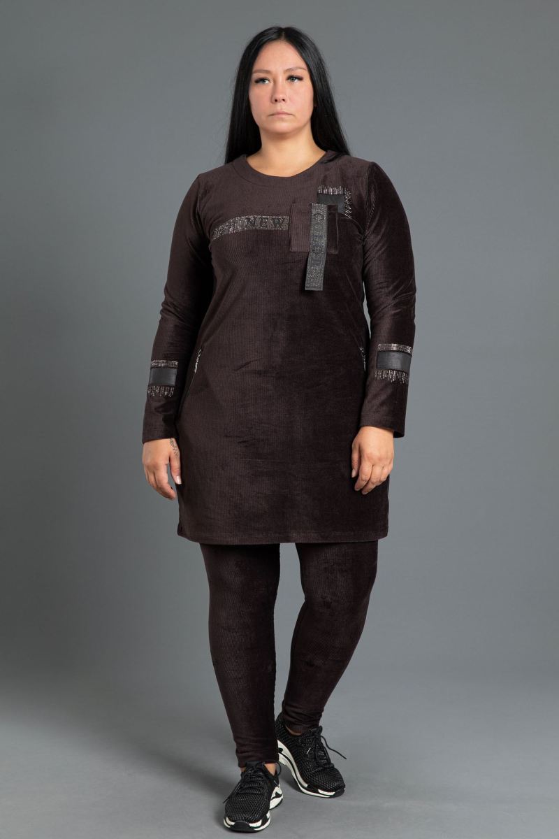 Fitilli Kadife Tunik Takım 0